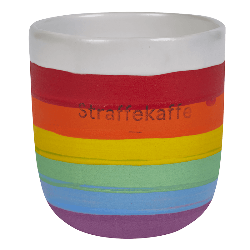 Kaffekrus lungo håndmalt regnbue